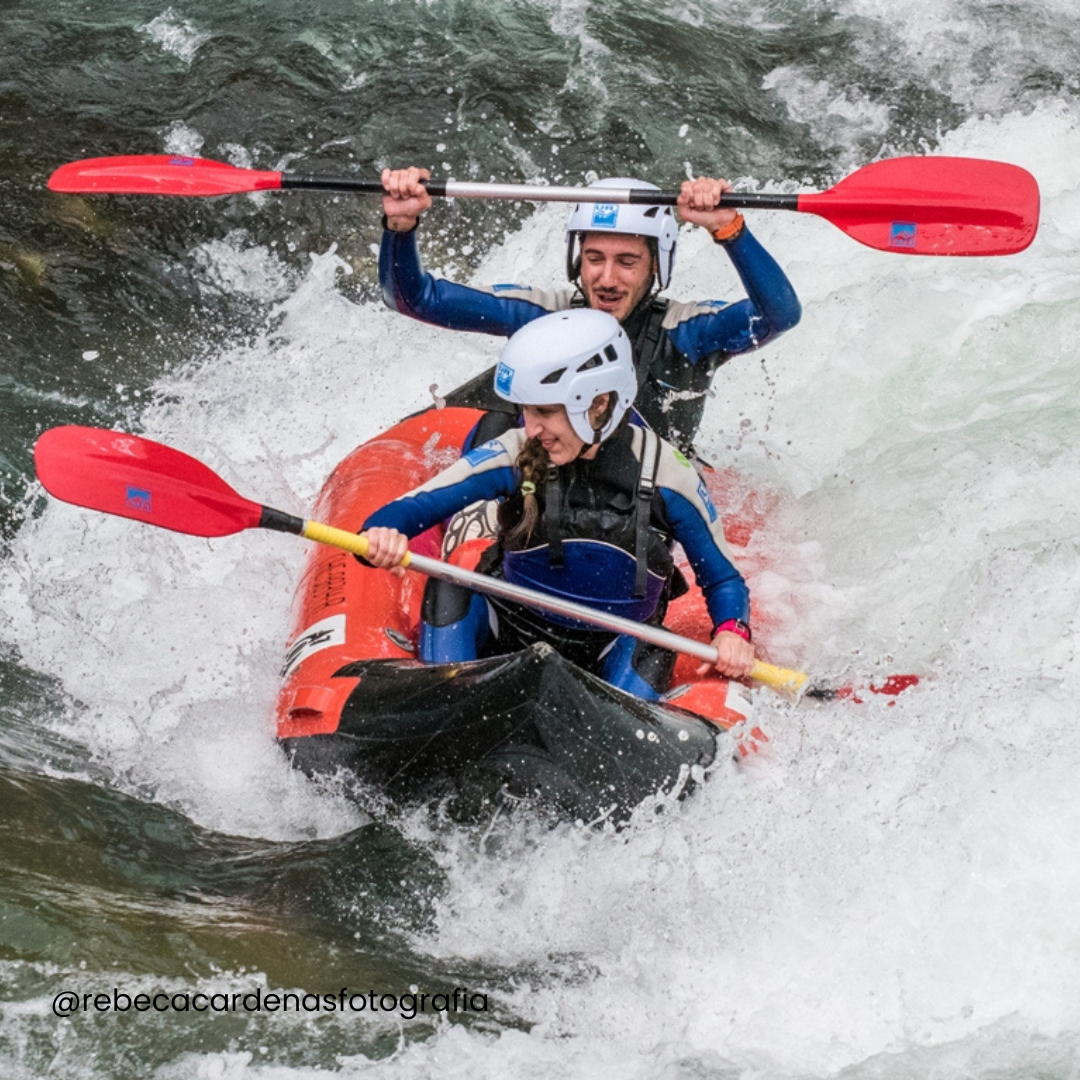 aventura en pareja, open kayak doble en el rio gallego